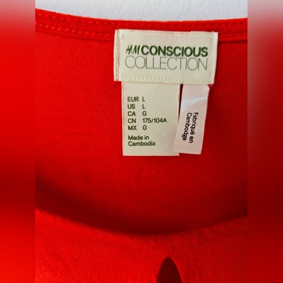 H&M Red Tomato Cut Out Tank Top Sleeveless Size L - Picture 5 of 5
